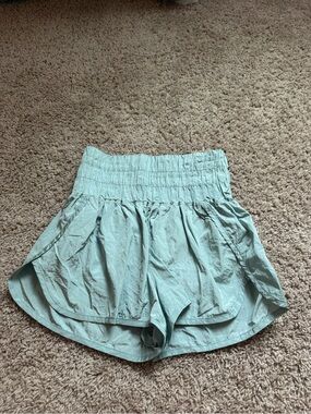 Free People The Way Home High-Waist Athletic Shorts in Aqua